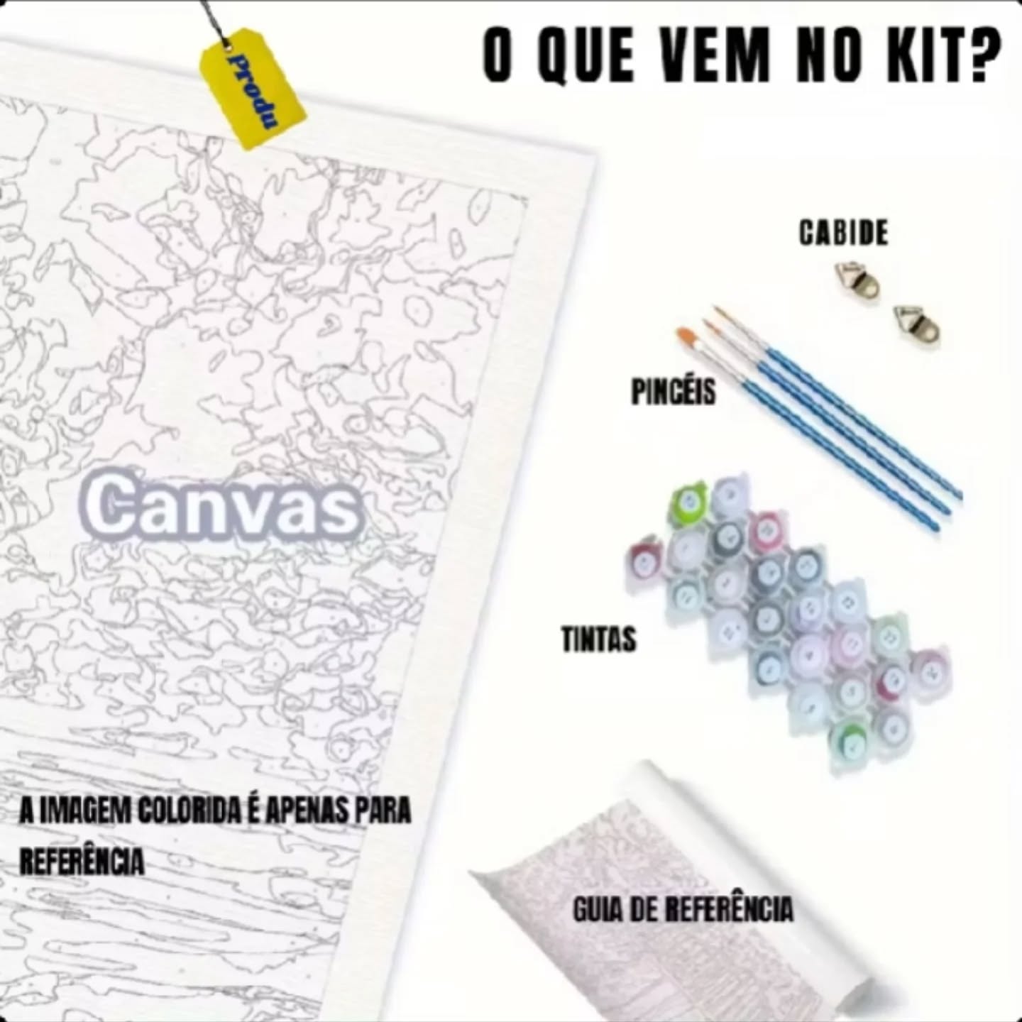 Kit Pintura por Números — Tela + Tintas + Pincéis